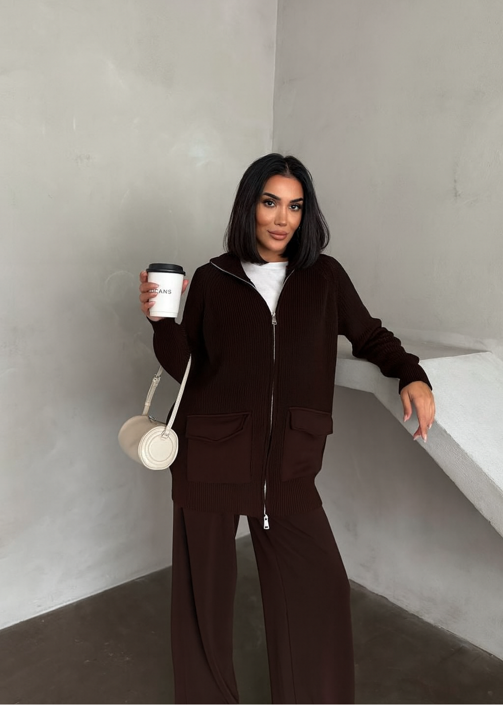 Brown Patched Pocket Detail Set
