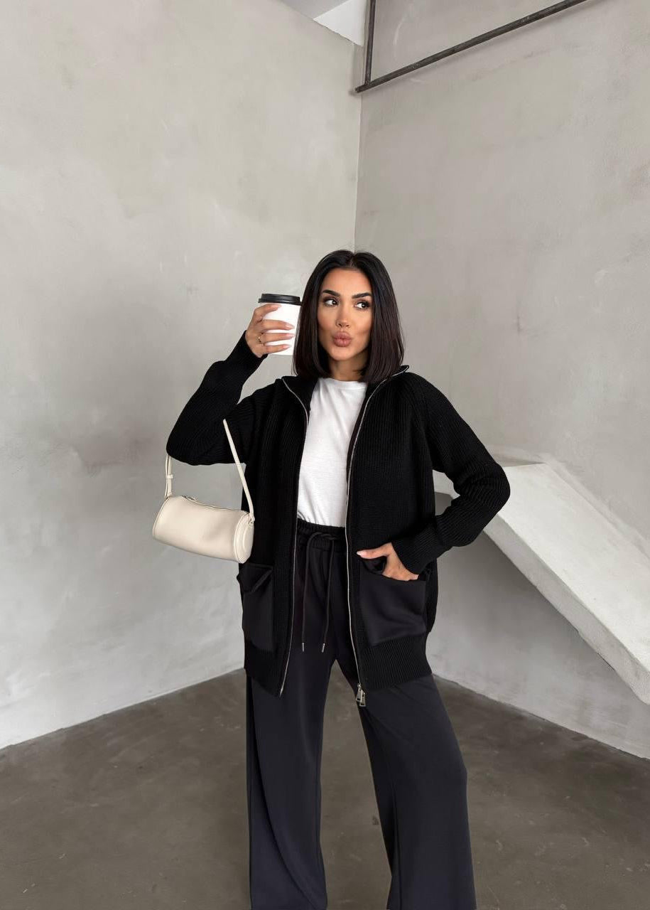 Grey Patched Pocket Detail Set