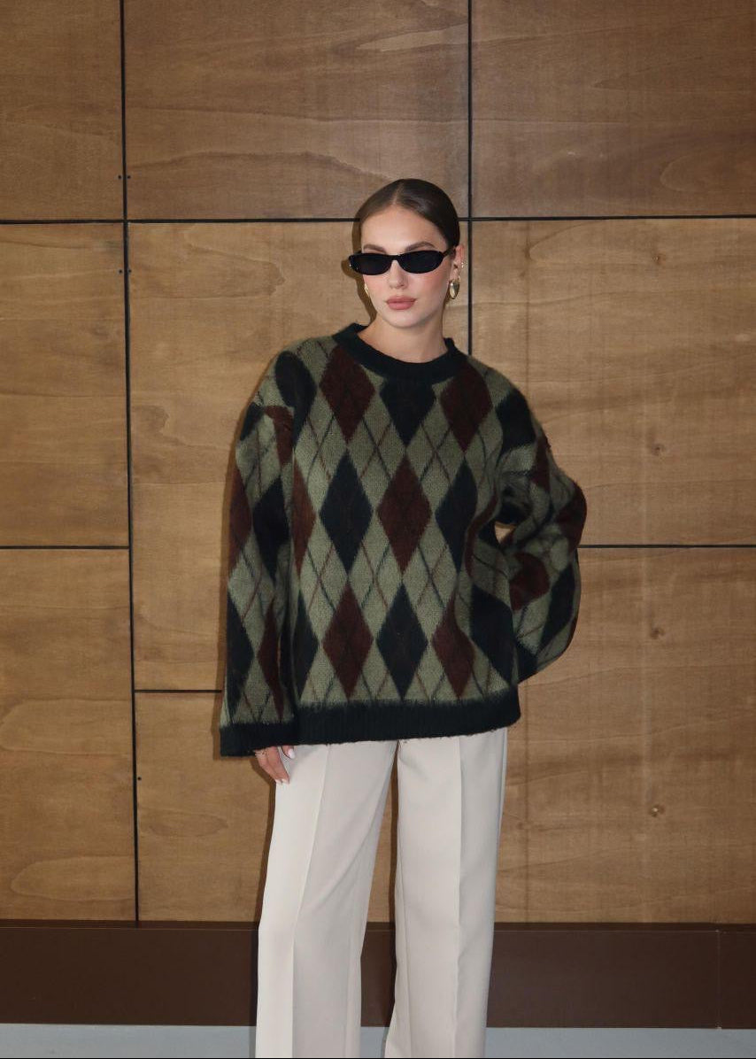 Argyle Green Sweater