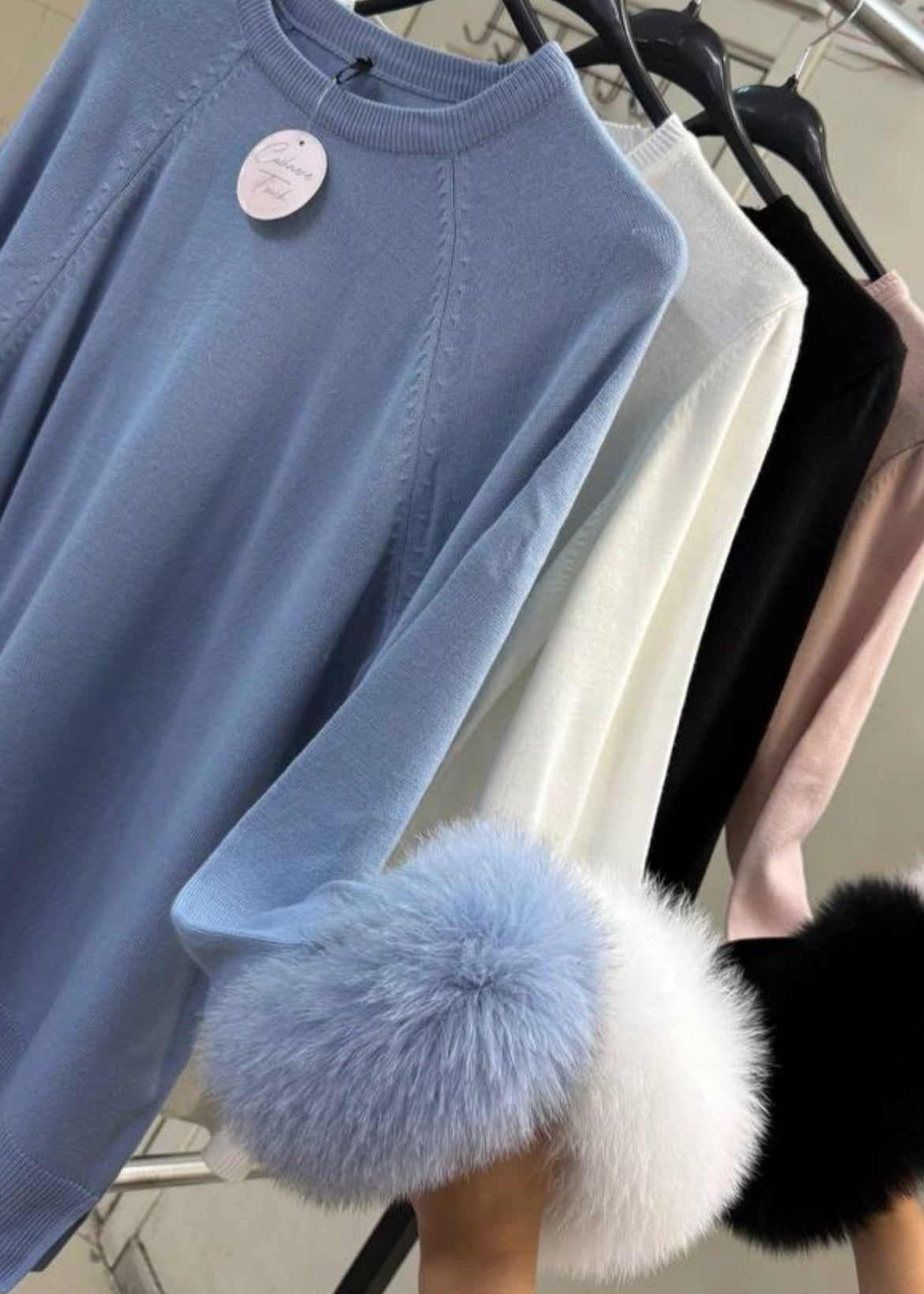 Real Fox Fur Cuff Sweater