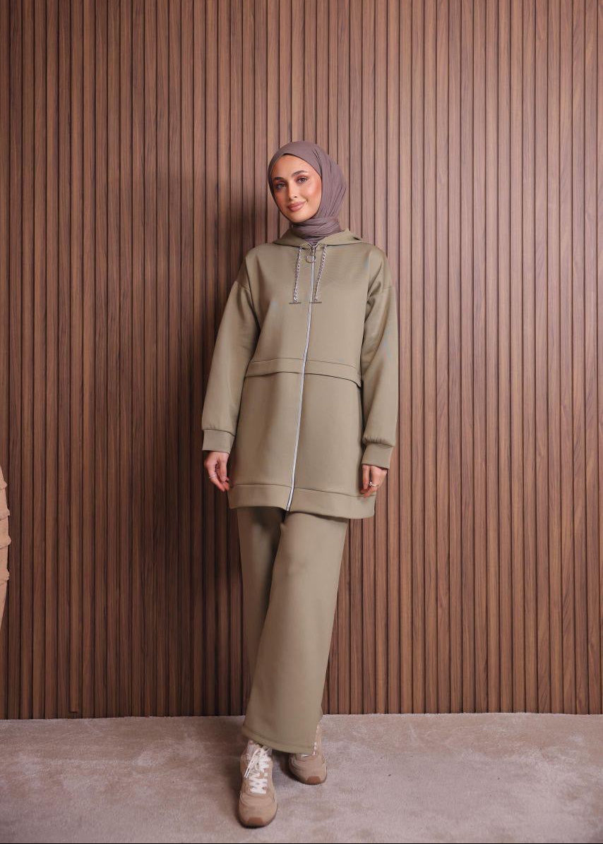 Seige Green Zip Detail Set