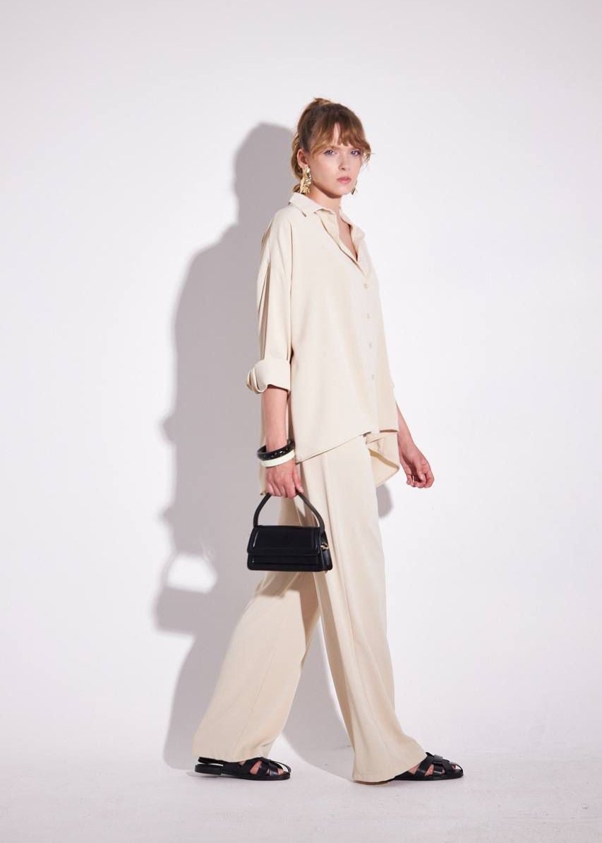 Crepe Colored Coord Sets - White