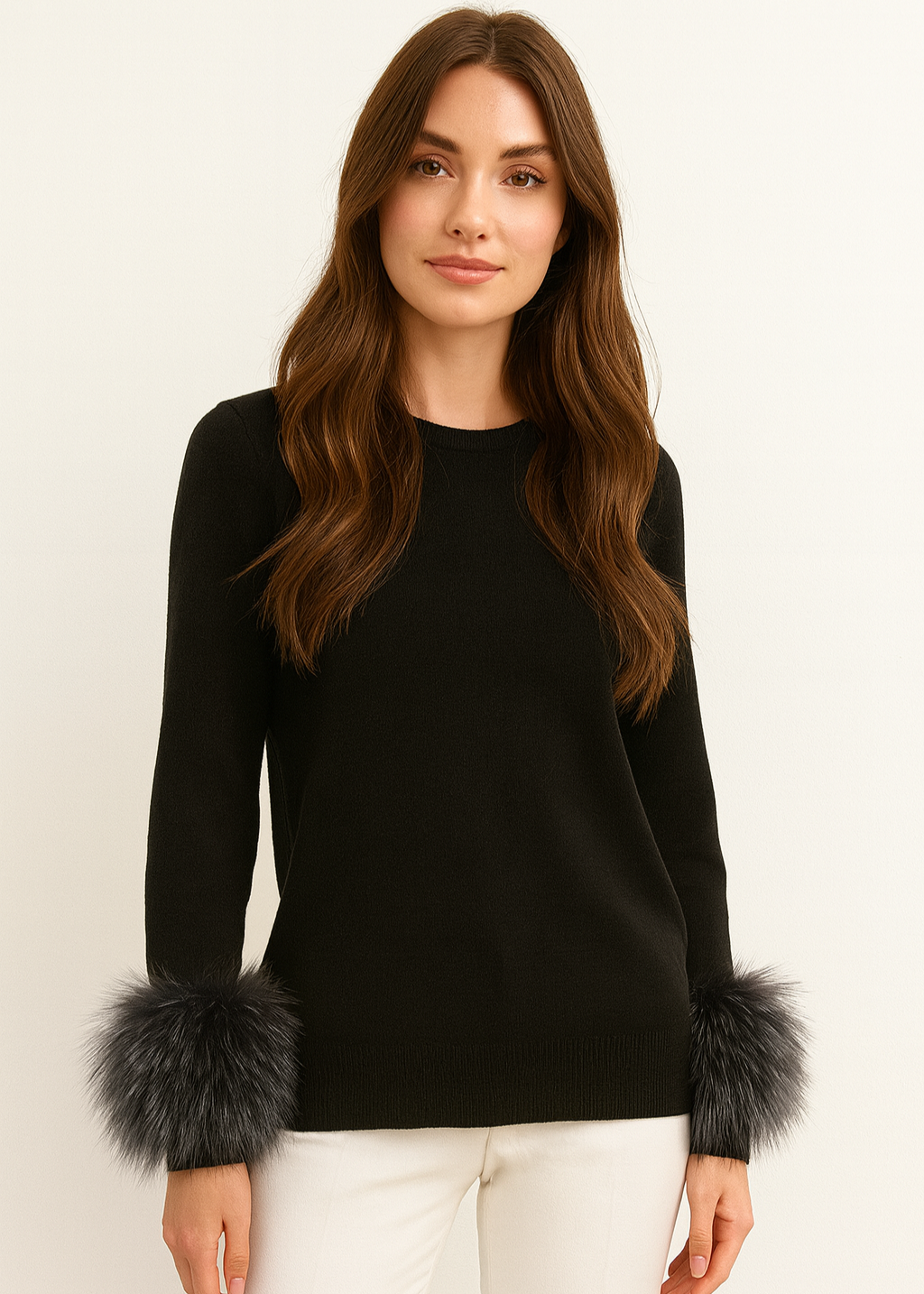 Duo Color Grey Black Real Fox Fur Cuffs