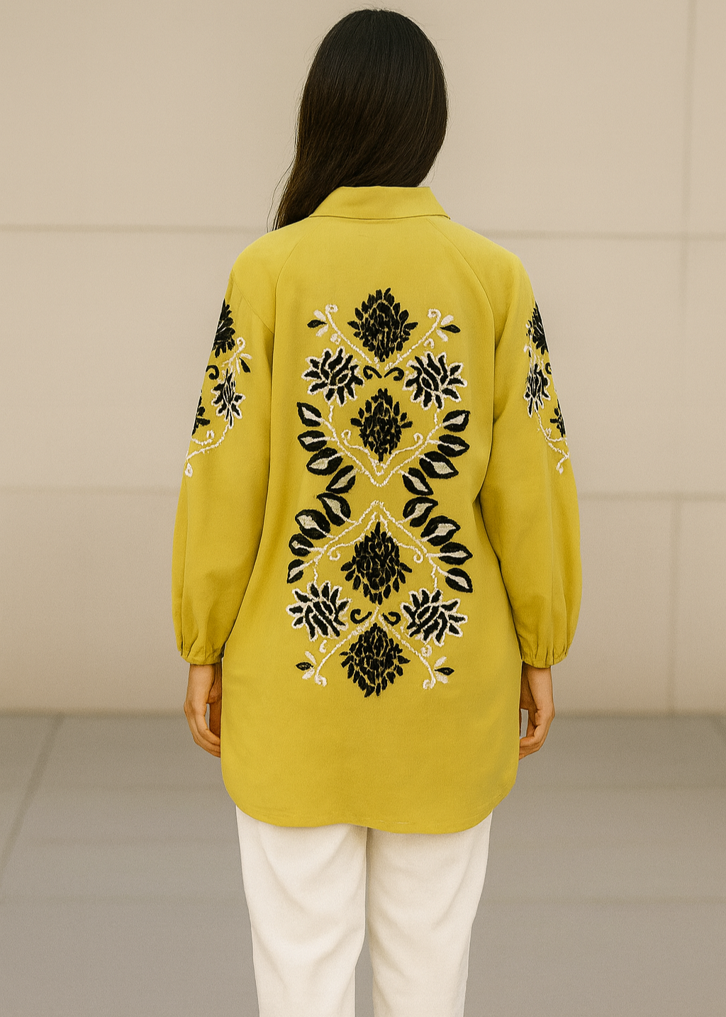 Lime Embroidered Kimono Top