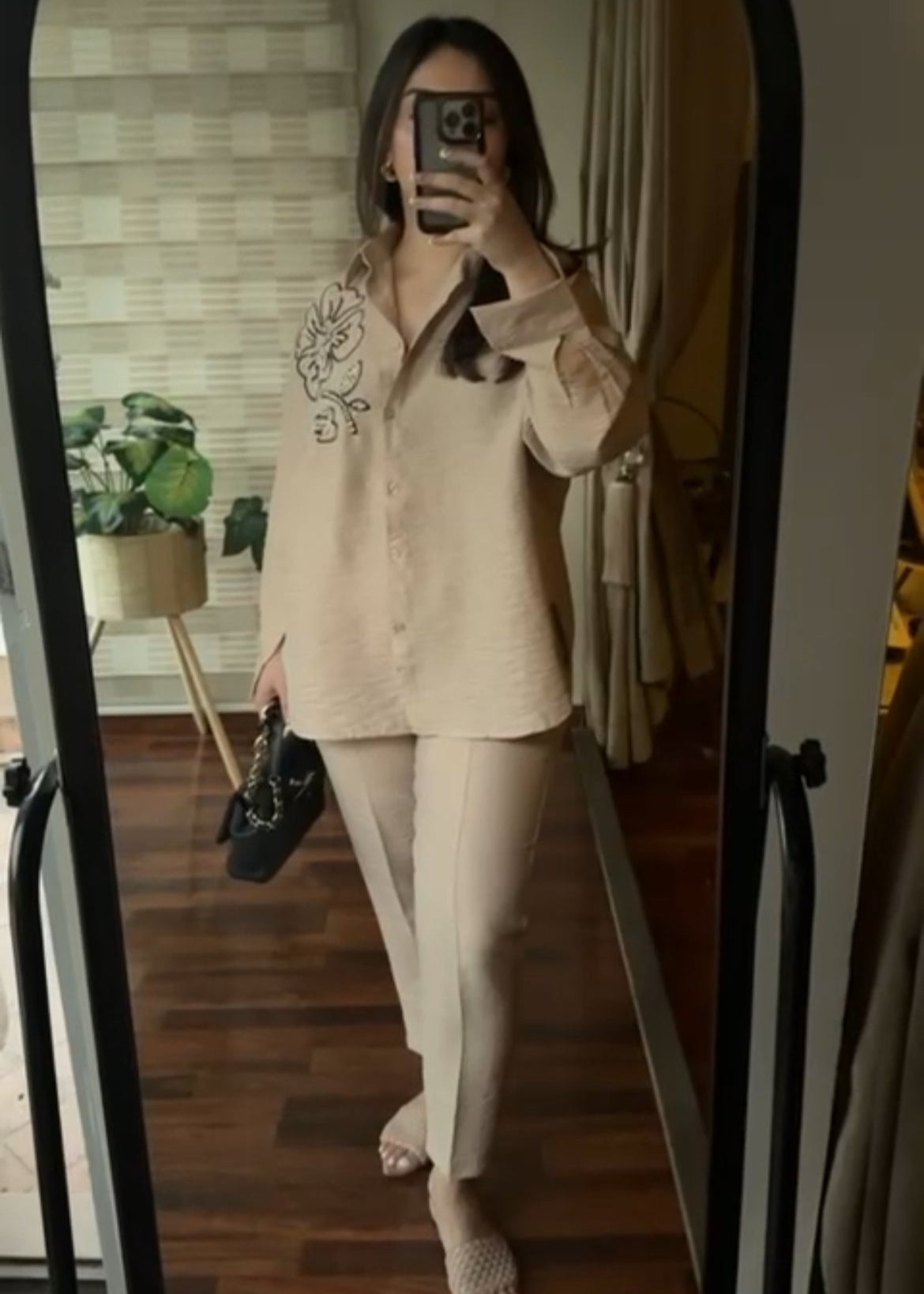 Beige Pearl Flower Set