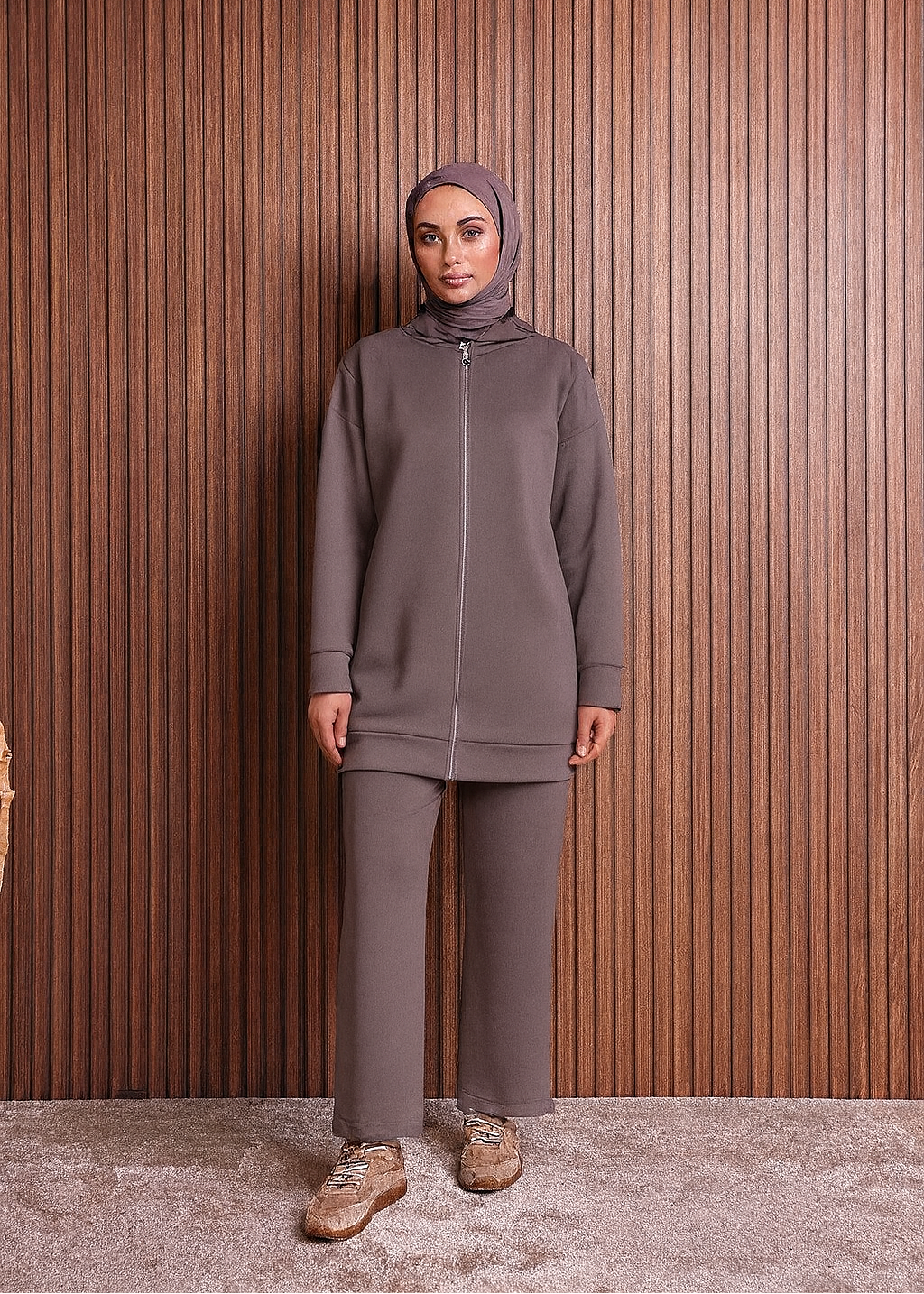 Seige Green Loungewear Set With Hoodie