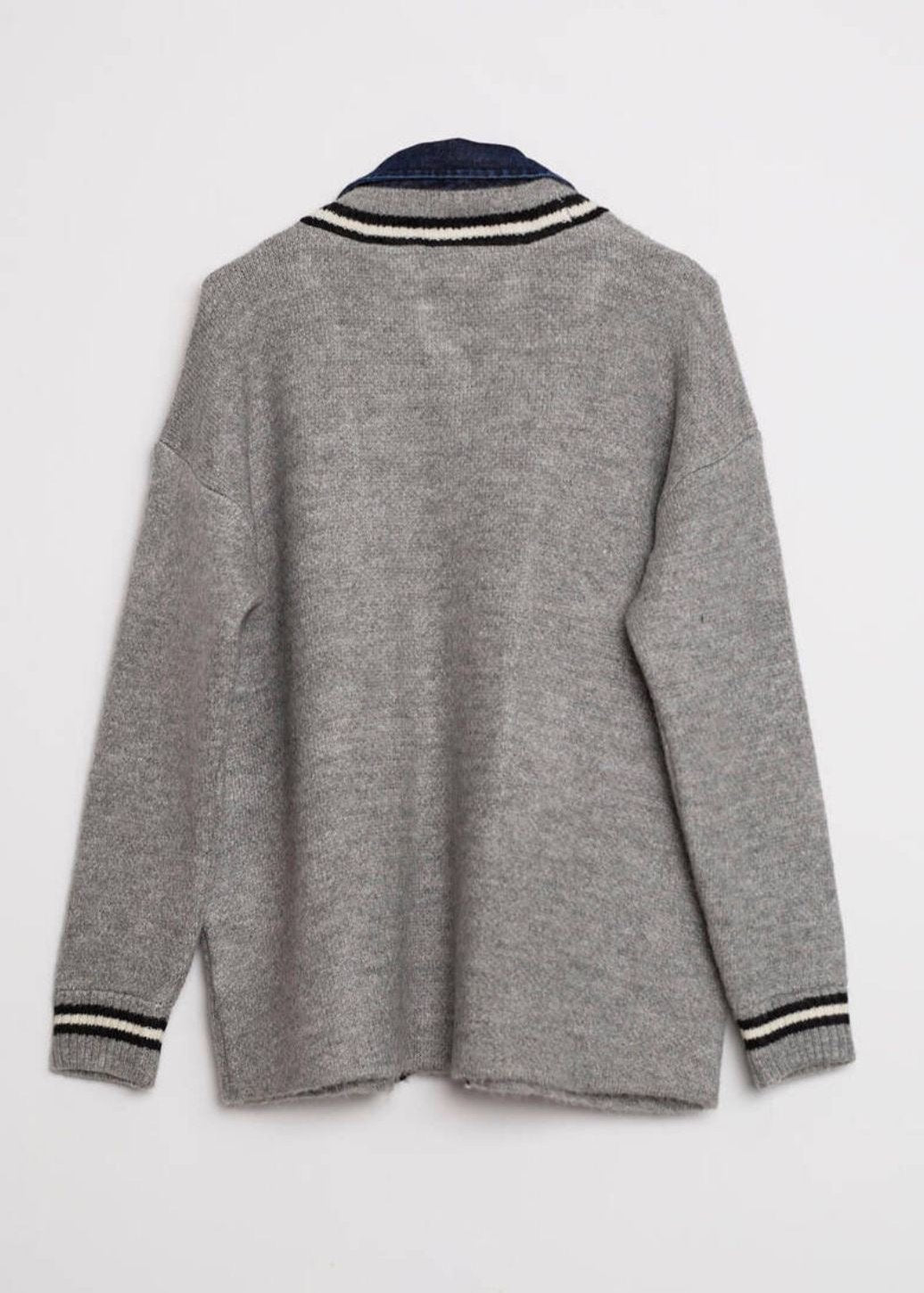 Grey Denim Lined Cardigan