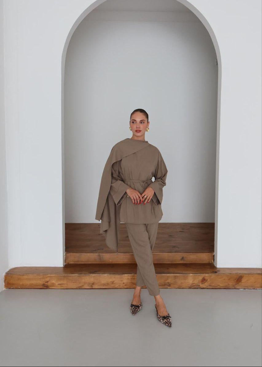 Draped Shoulder Co-Ord Set