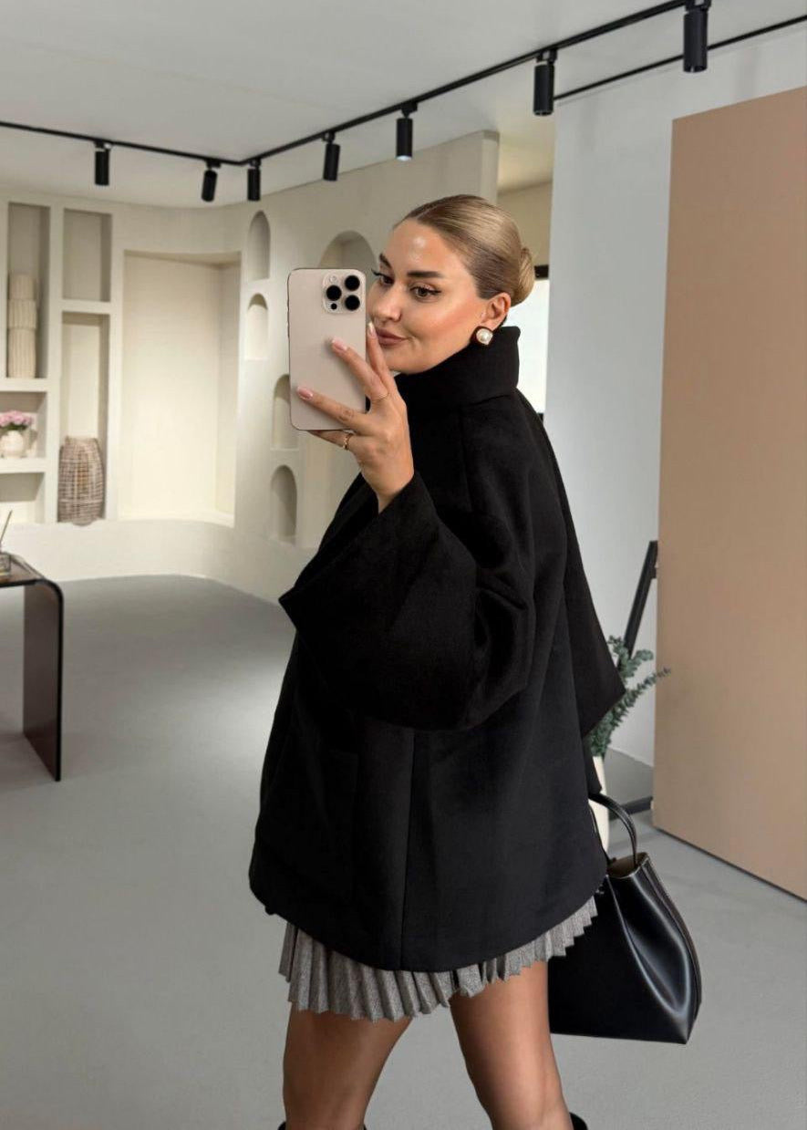 Urban Wool Black Jacket With Scarf