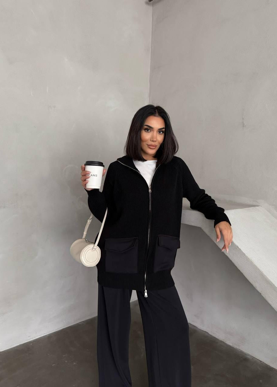 Black Patched Pocket Detail Set