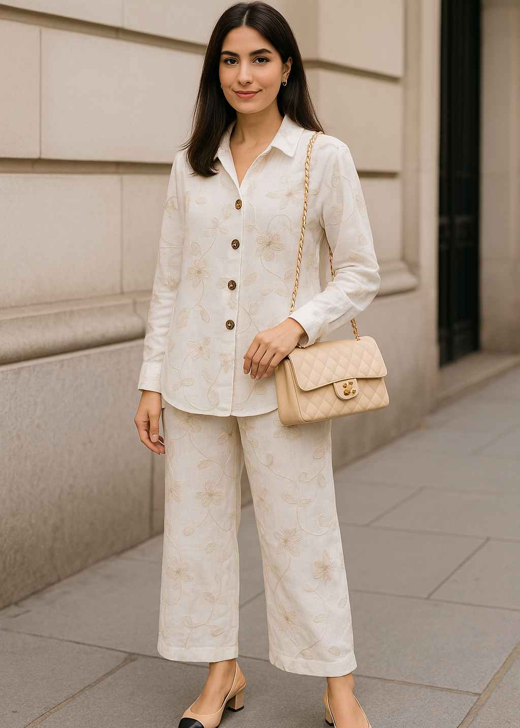 White Textured Co Ord Set