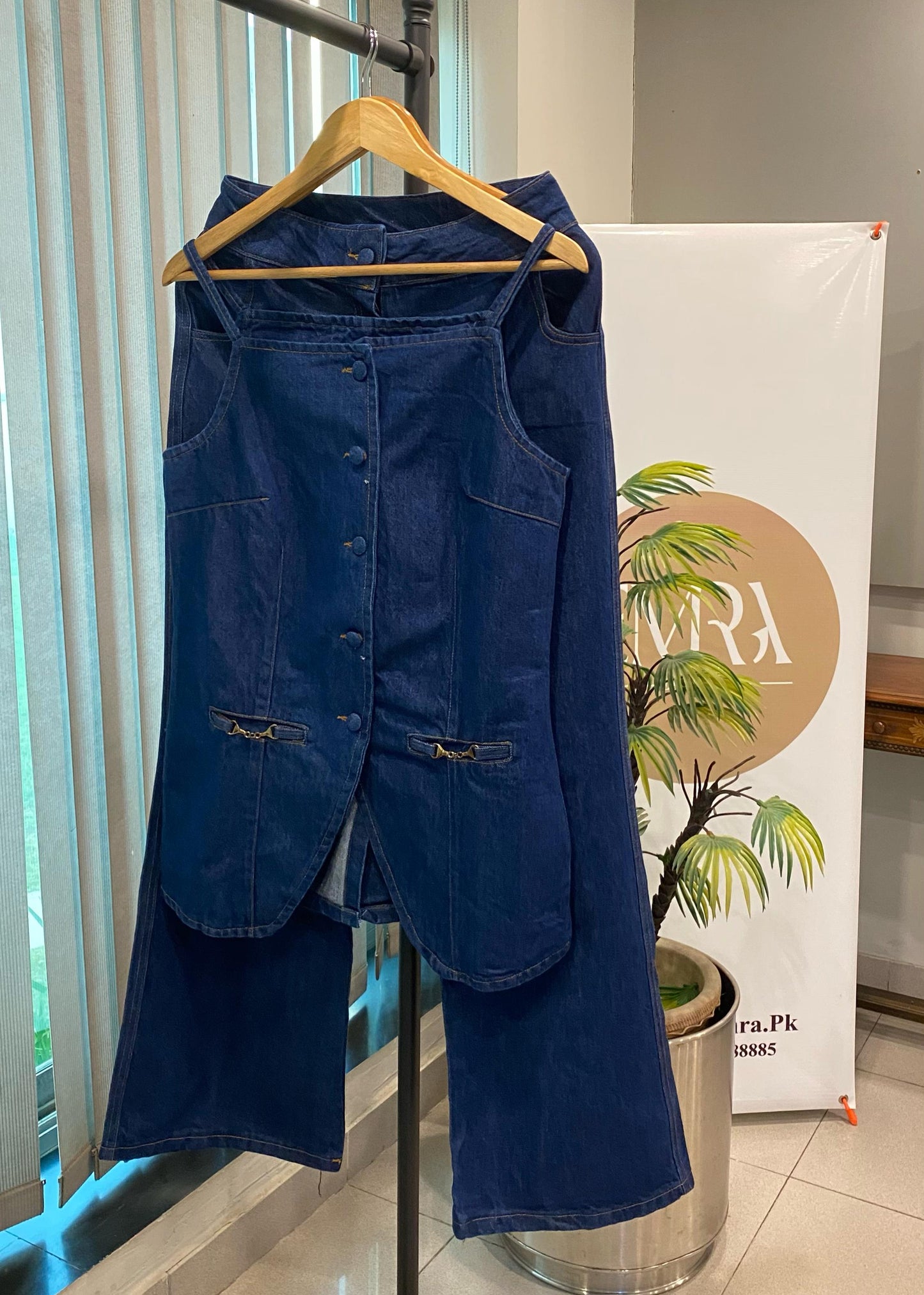 Blue Denim Sleeveless Set