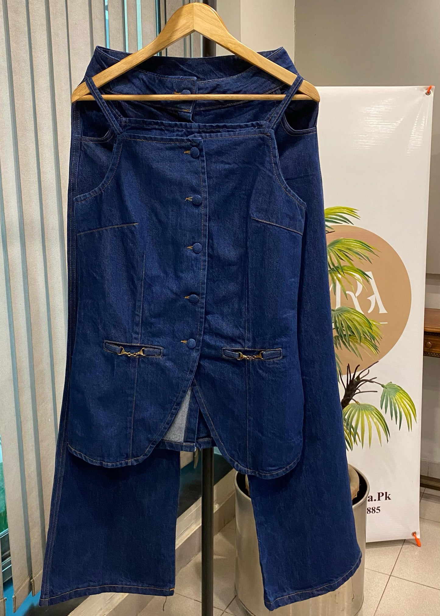 Blue Denim Sleeveless Set