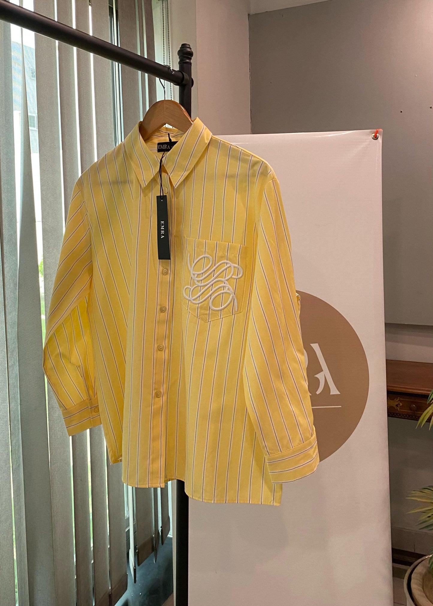 Yellow Stripe Shirt With Embroidered Detail