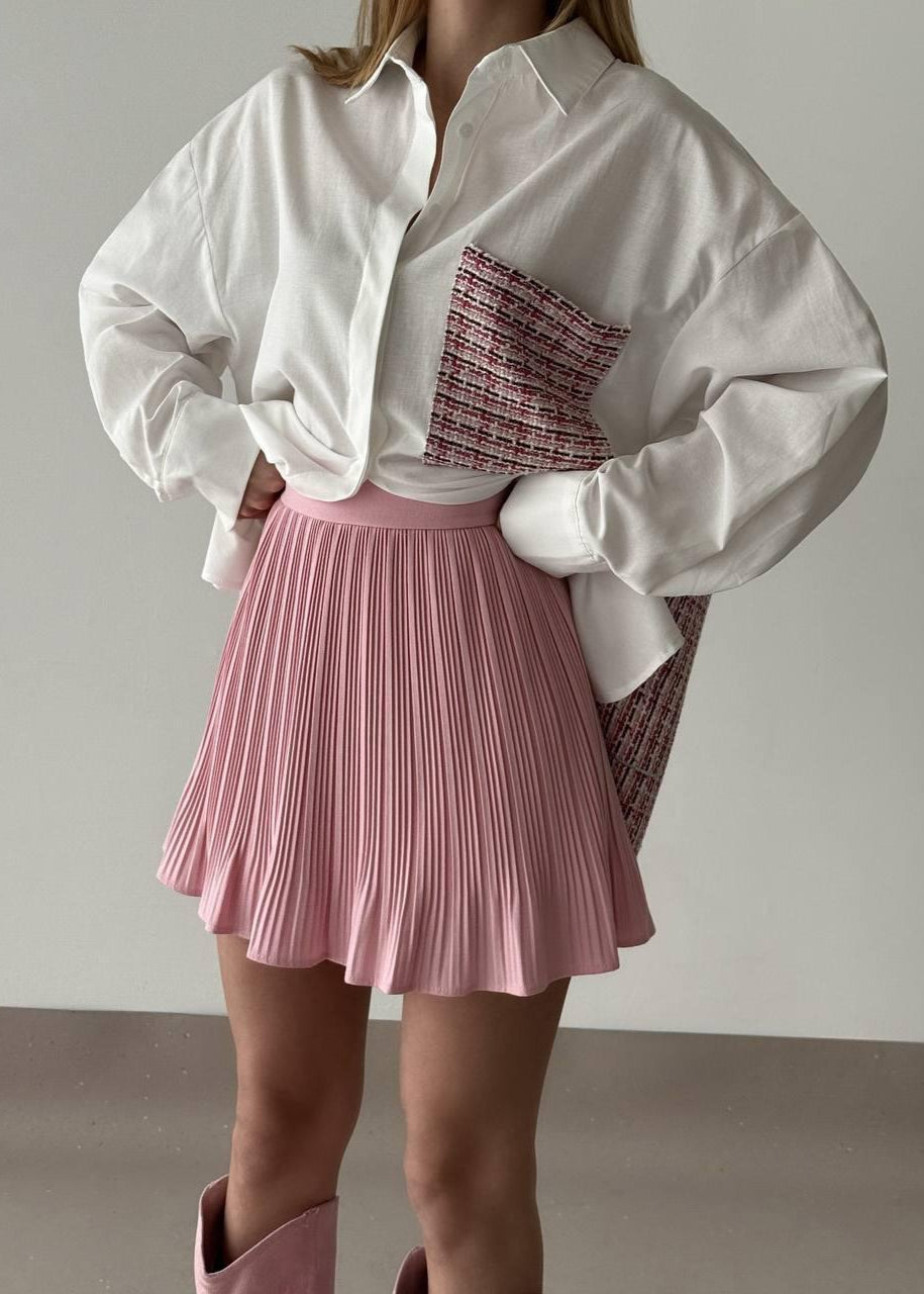 Tweed Detail Pink Formal Shirt