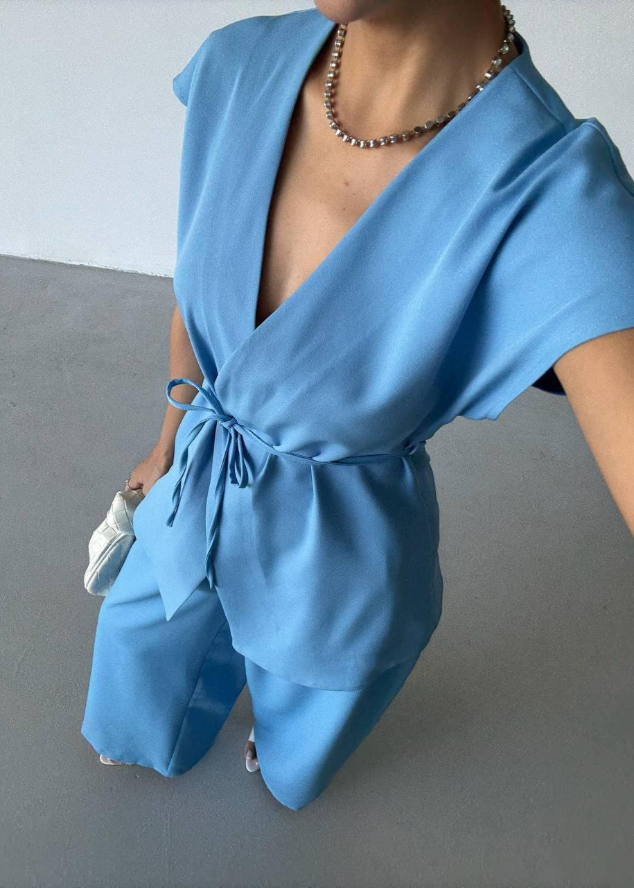 Blue Tie Detail Co Ord Set