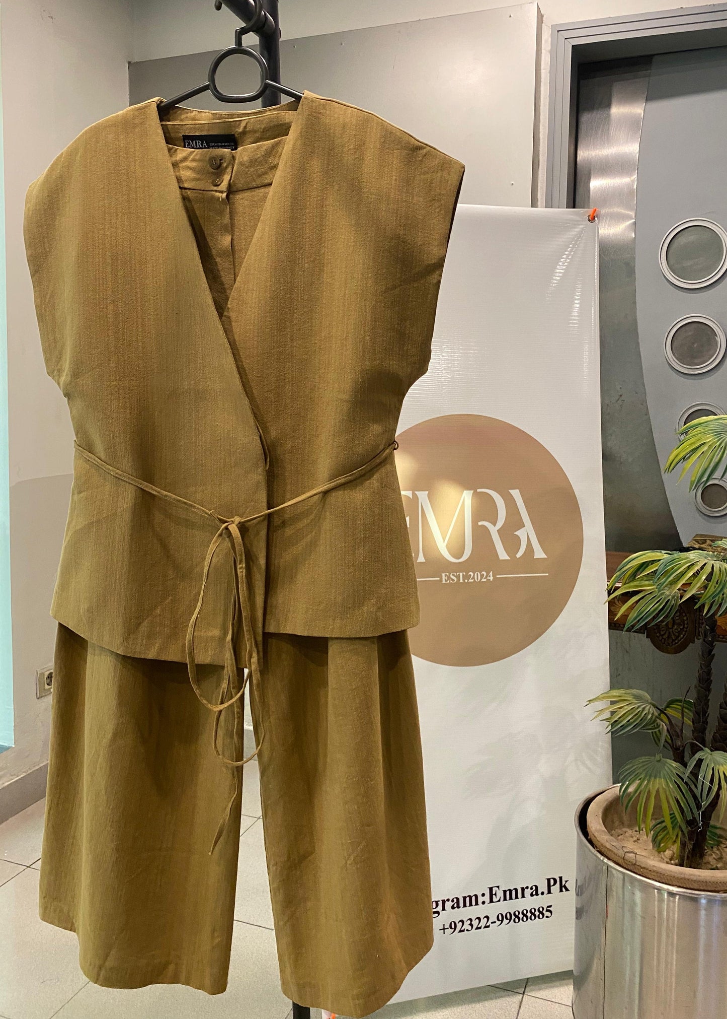 Khaki Wrap Around Coord Set Set