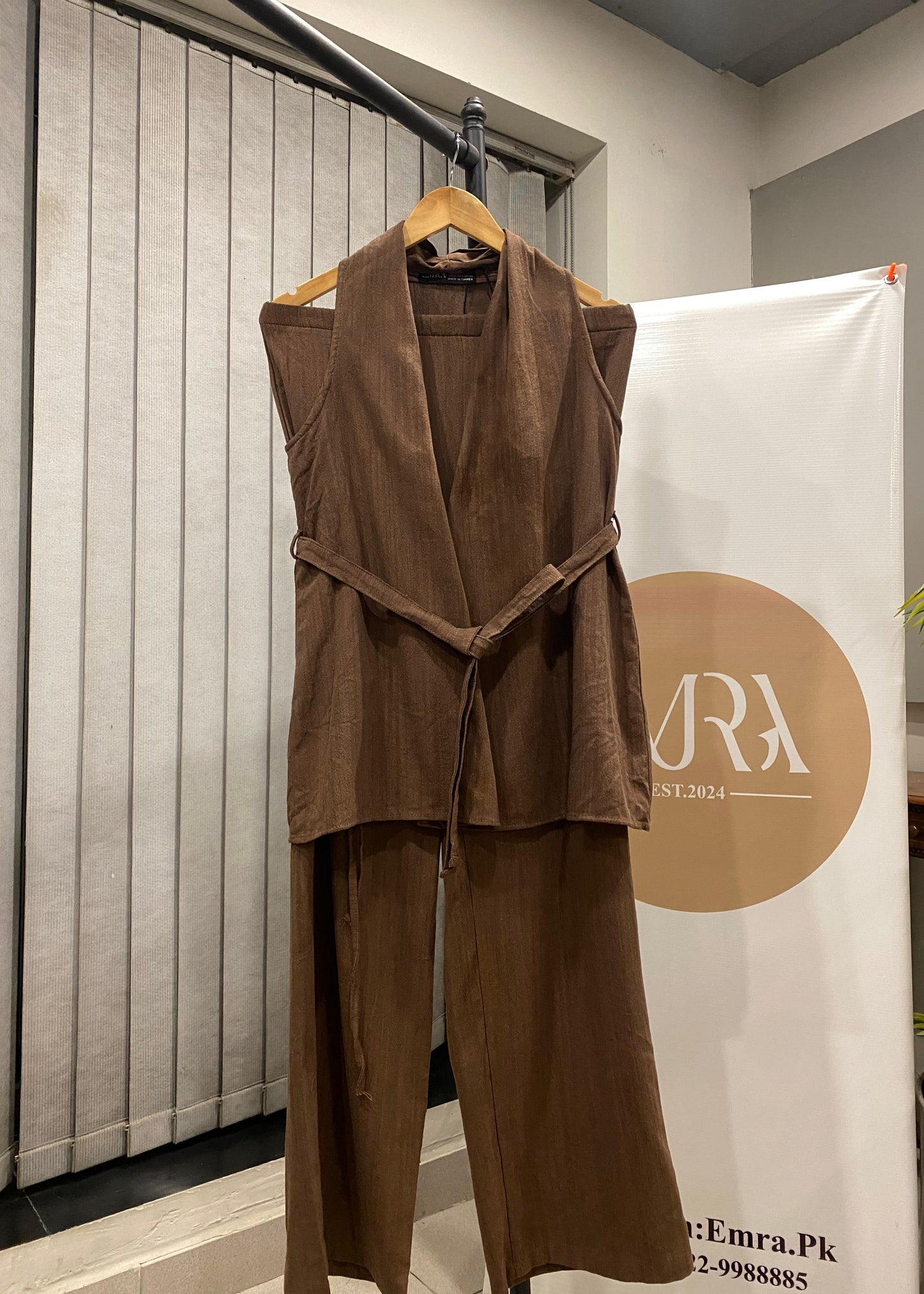 Brown Halter Waistcoat Set