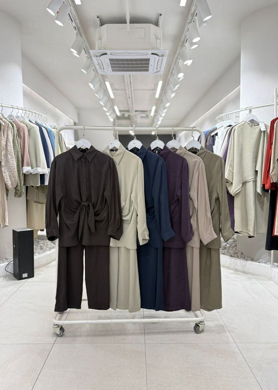 Brown Tie Co-Ord Set