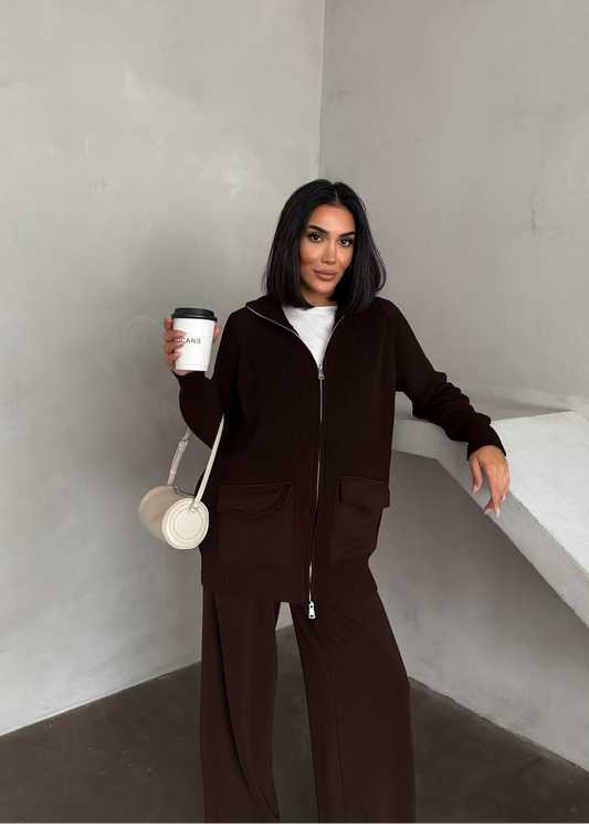 Brown Patched Pocket Detail Set