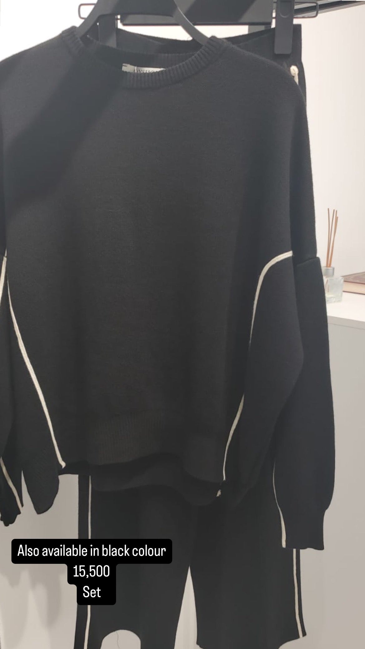 Black Warm Knitted Cardigan Coord Set