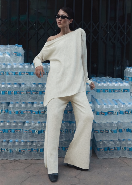Drop Shoulder Off White Set