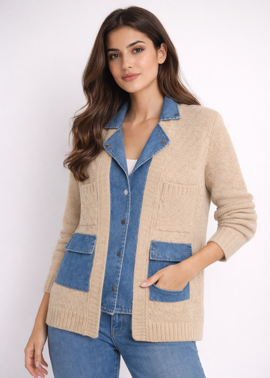 Denim Crest Cardigan