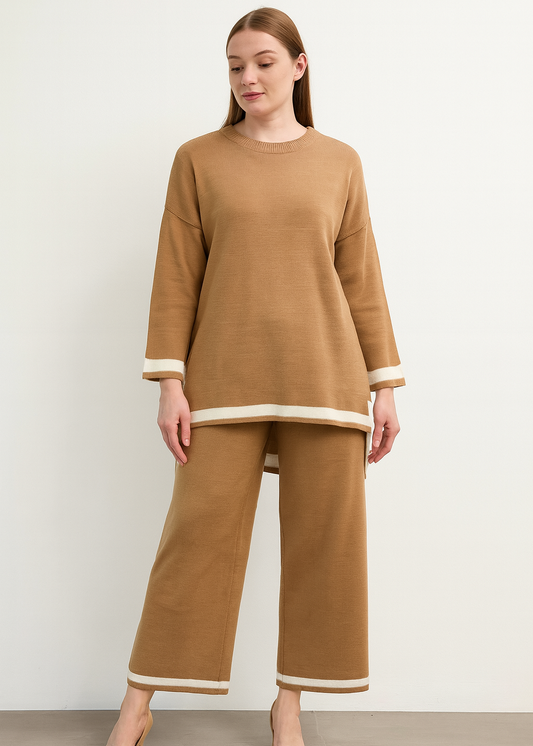 Trendy Comfortable Beige Coord