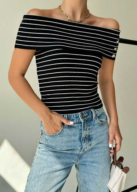 Black Stripes Cropped Top