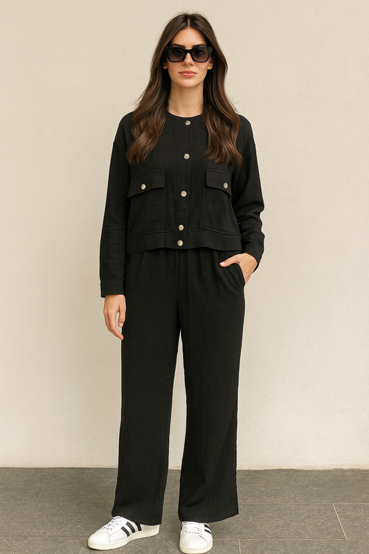 Textured Black Co Ord Set
