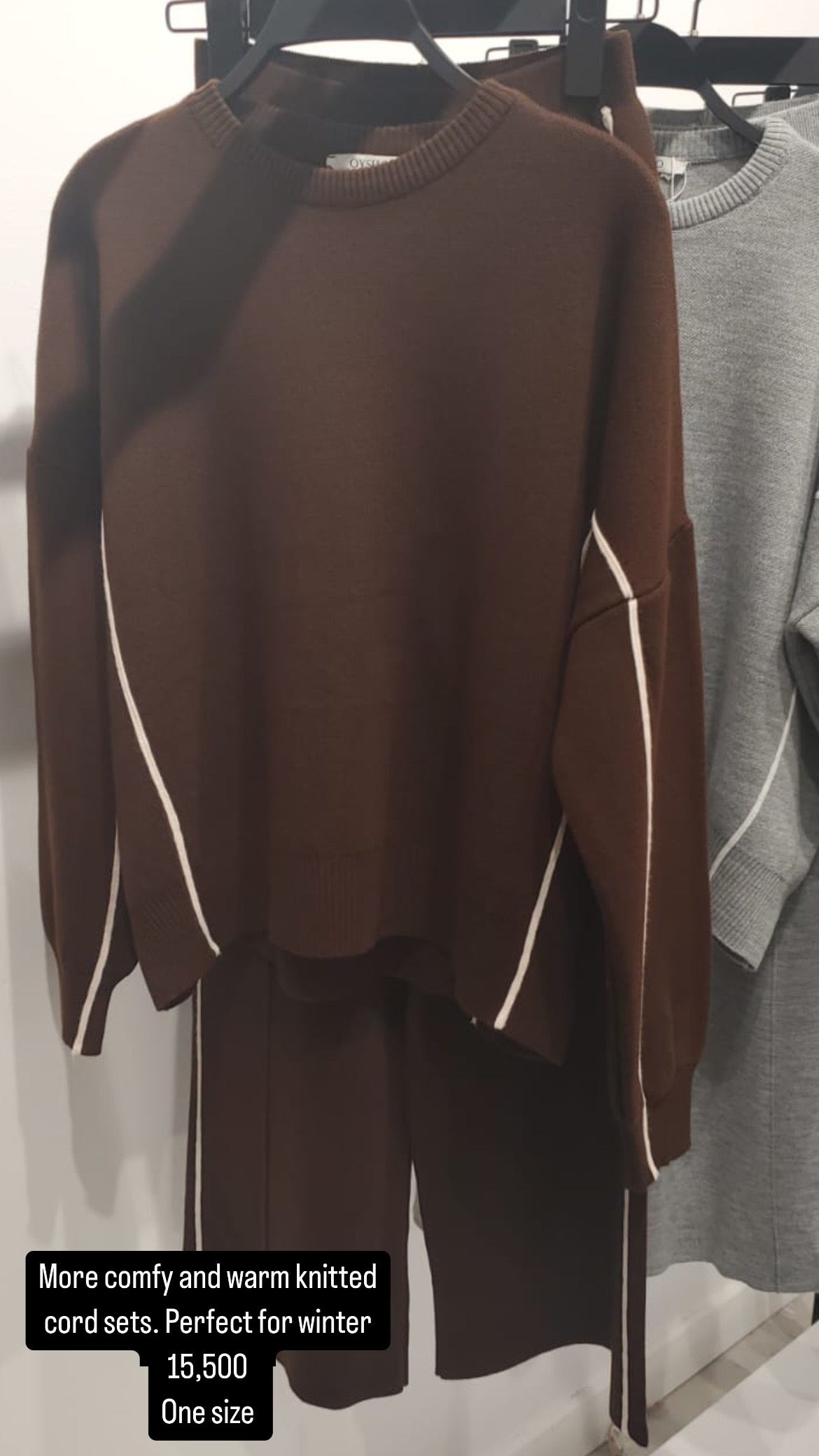 Warm Knitted Brown Cardigan Coord Set