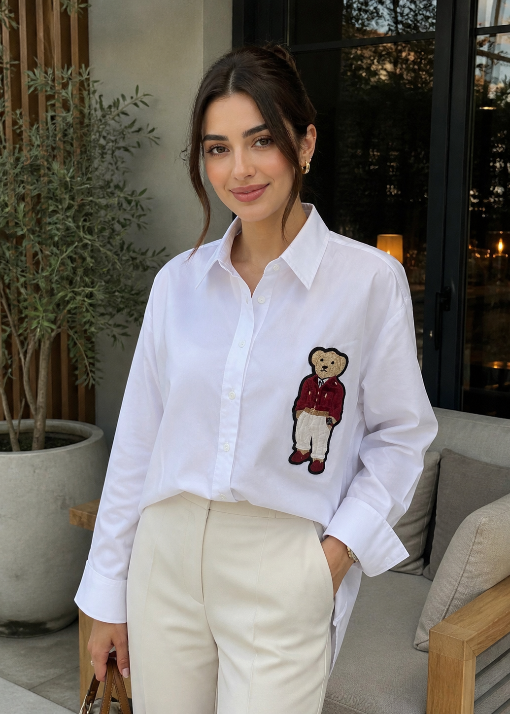Teddy Charm Collar Shirt