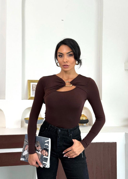 Brown Buckled Top