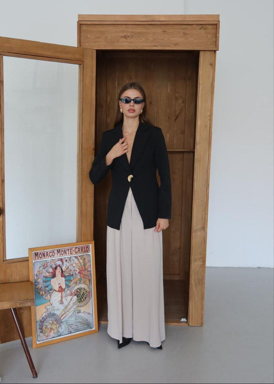 Black Coat With Golden Button