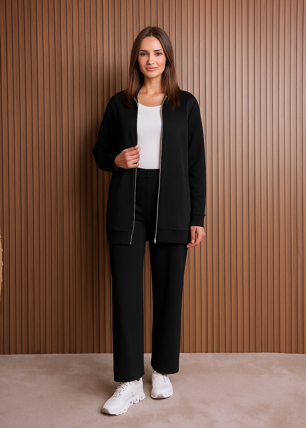 Black Loungewear Set With Hoodie