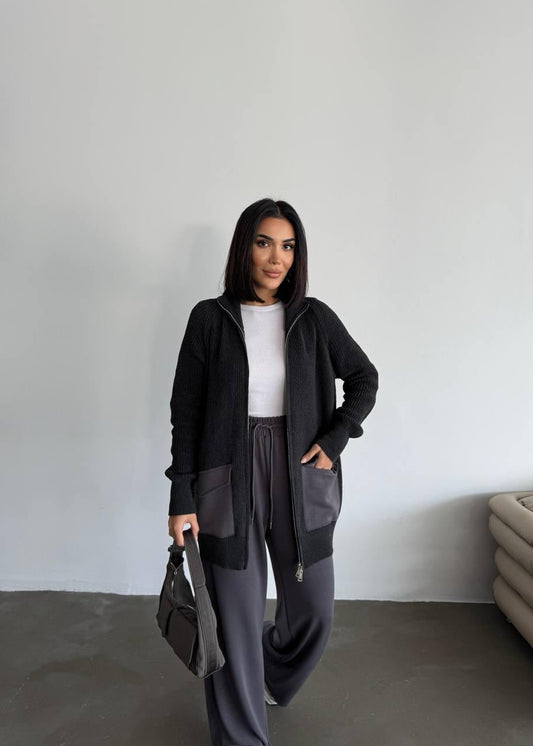 Grey Patched Pocket Detail Set