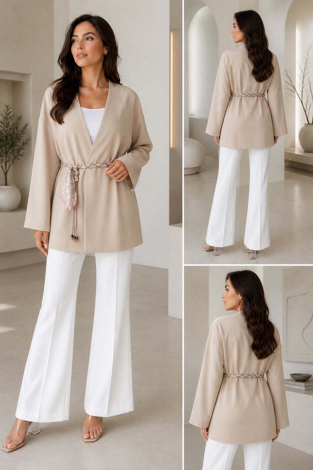 Beige Front Open Tie