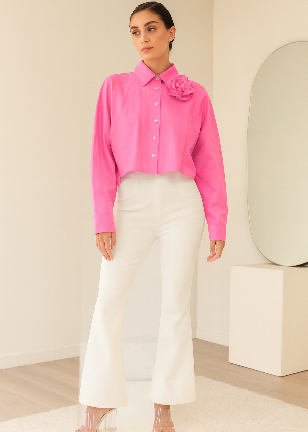 Pink Flower Cropped Top