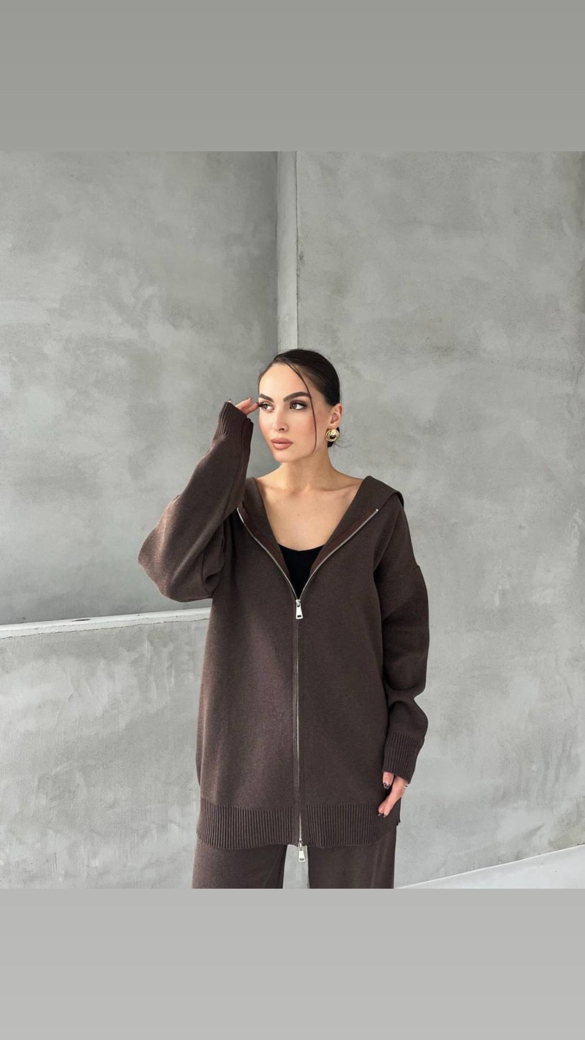 Black Knitted Set with Zip