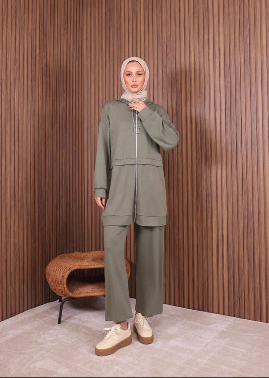 Seige Green Zip Detail Set