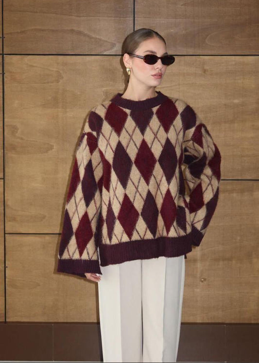 Argyle Burgundy Sweater