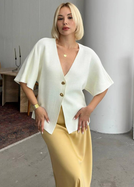 White Cinched Waist Top