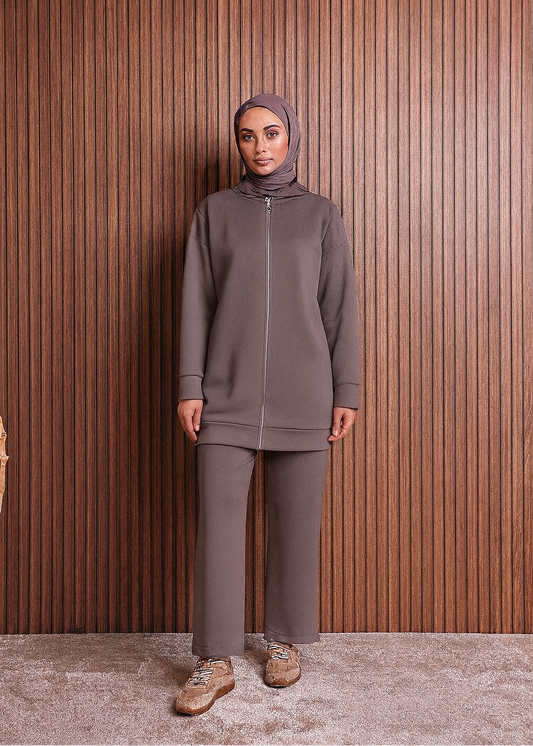 Seige Green Loungewear Set With Hoodie