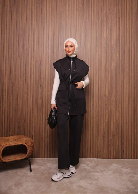 Black Safari Sleeveless Set