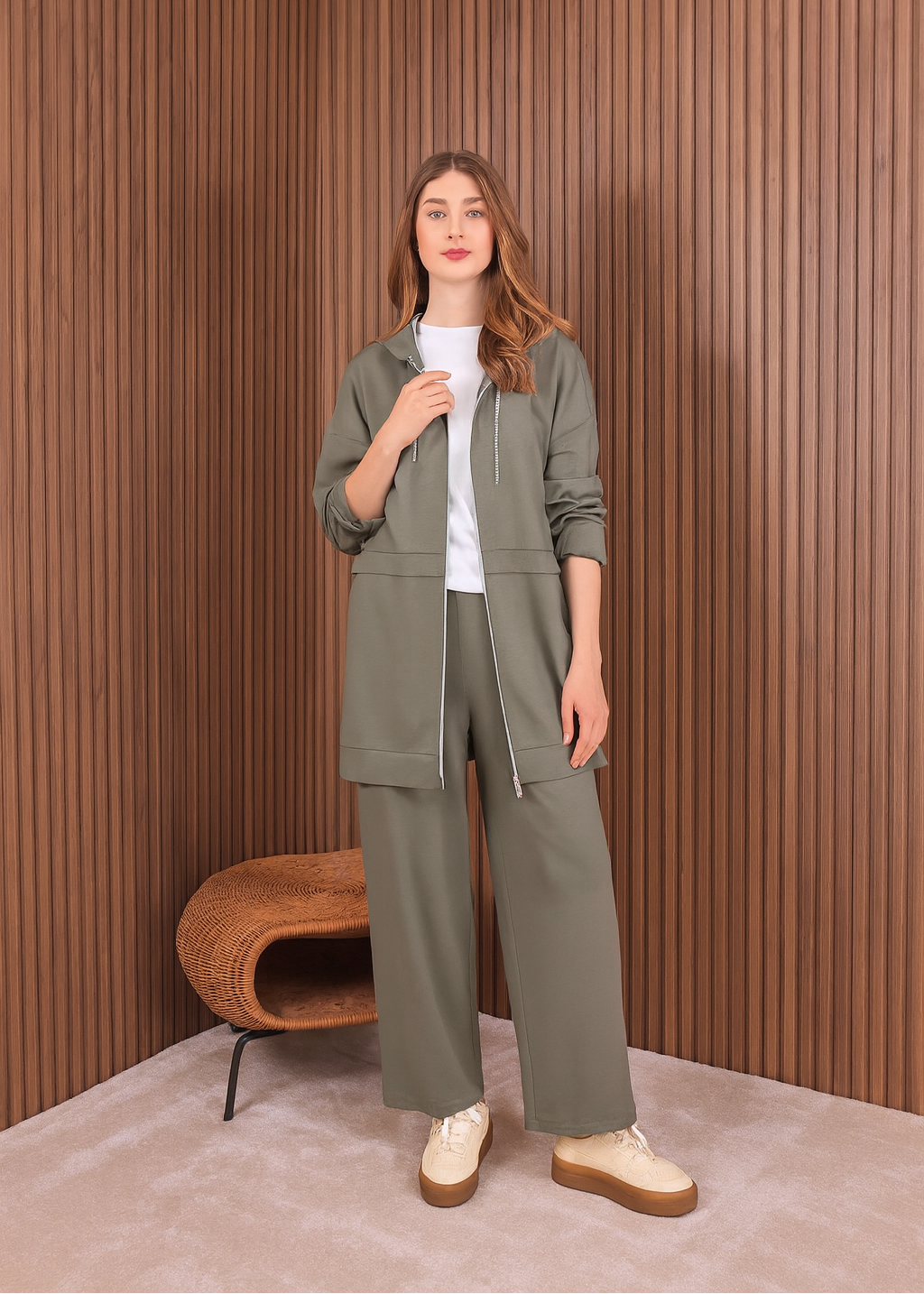 Seige Green Zip Detail Set