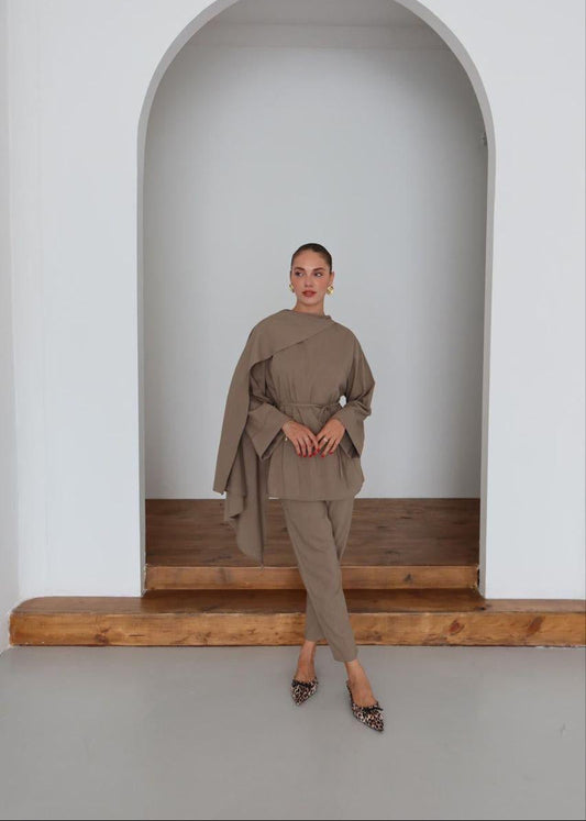 Draped Shoulder Co-Ord Set