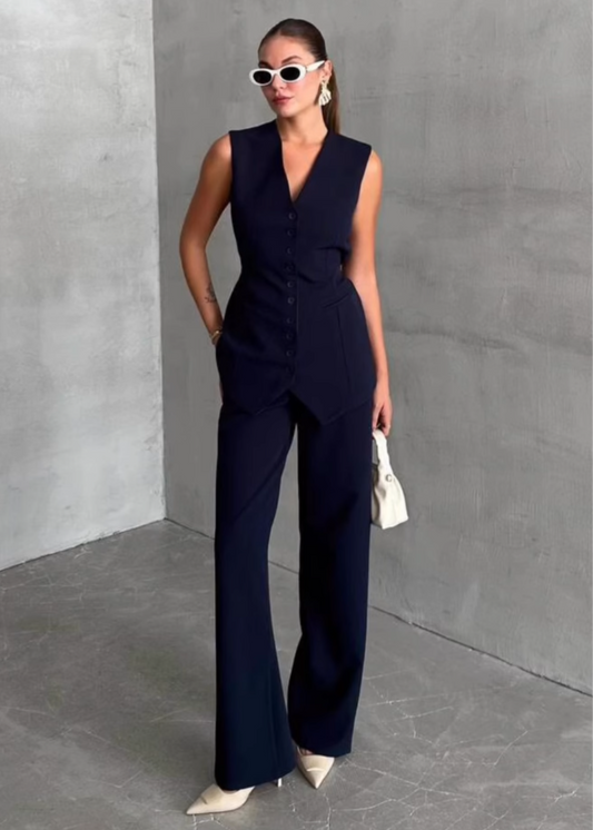 Sleeveless Blue Formal Set