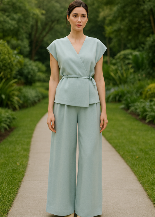 Ice Blue Wrap Around Coord Set