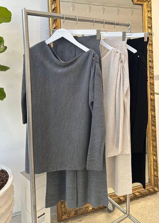 Drop Shoulder Off White Set