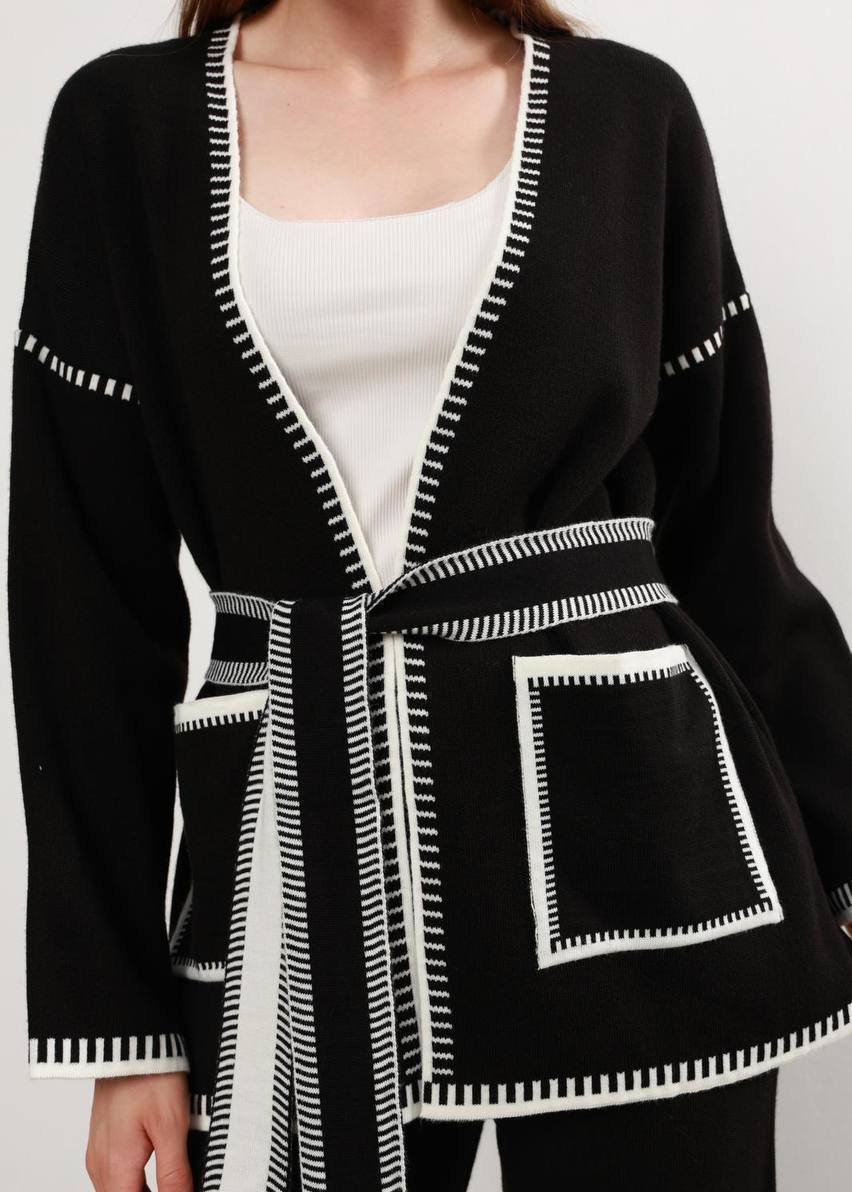 Tie Belt Cardigan Set